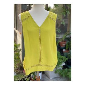 Mark Tank Top Lace Cut Out Trim Sz XXL Chartreuse